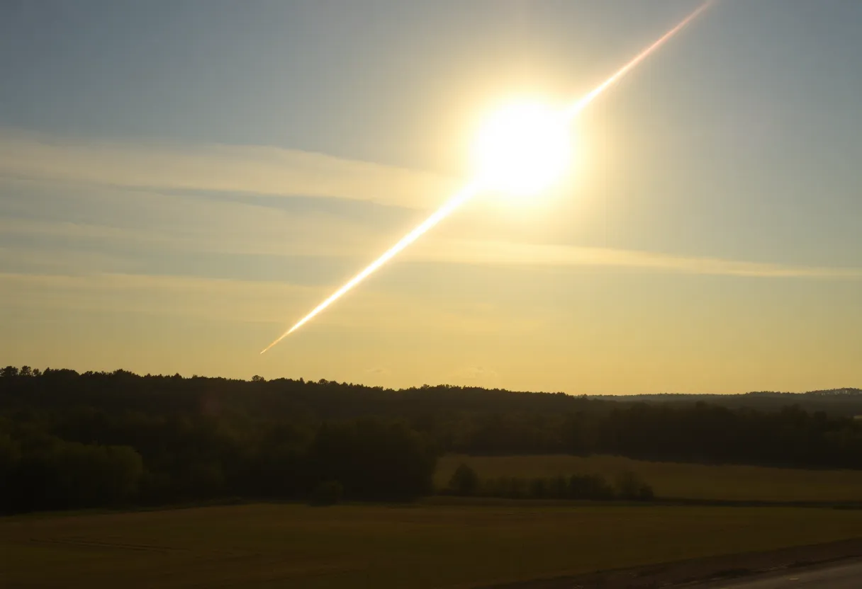 Bright meteor blazing across the sky in North Georgia