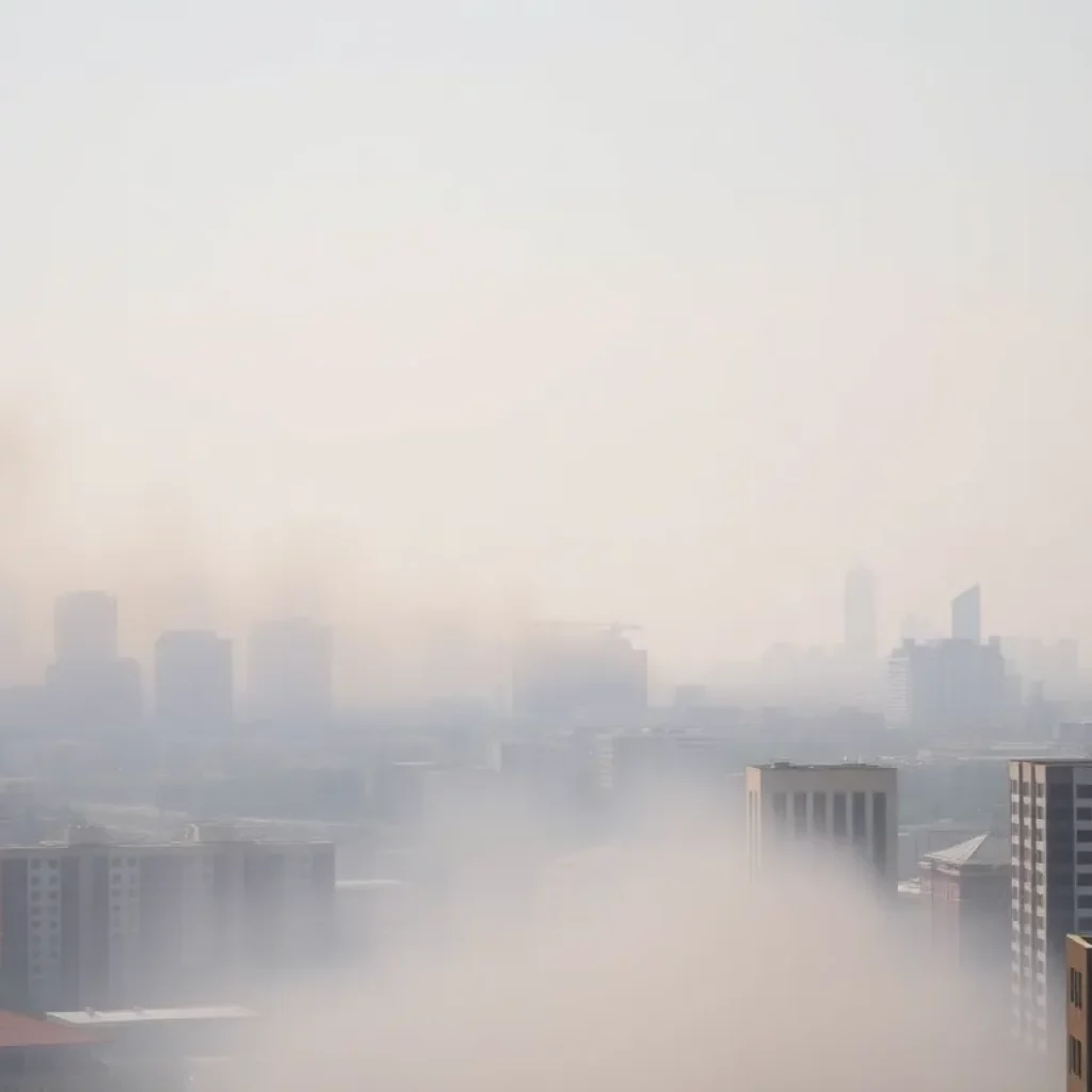Hazy skyline of Michigan due to wildfire smoke