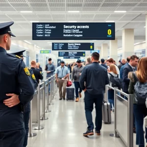 Military personnel receiving priority access at airport security