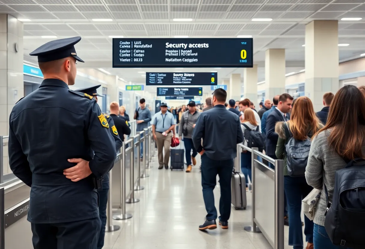 Military personnel receiving priority access at airport security