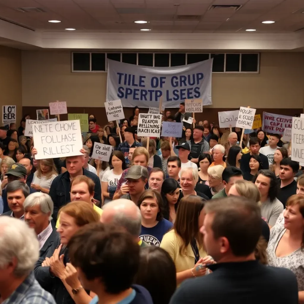 Fundraiser event showcasing community engagement with banners and attendees.