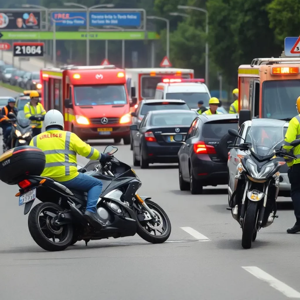 Emergency response at motorcycle accident in Madison