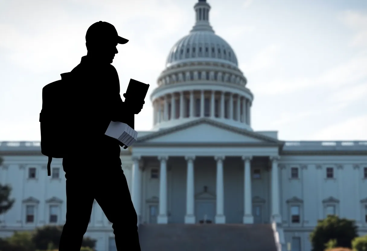 Silhouette representing national security issues with documents.