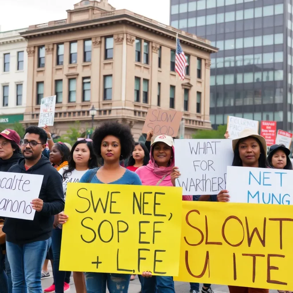 Protesters at the No Kings! demonstration in Mobile, Alabama