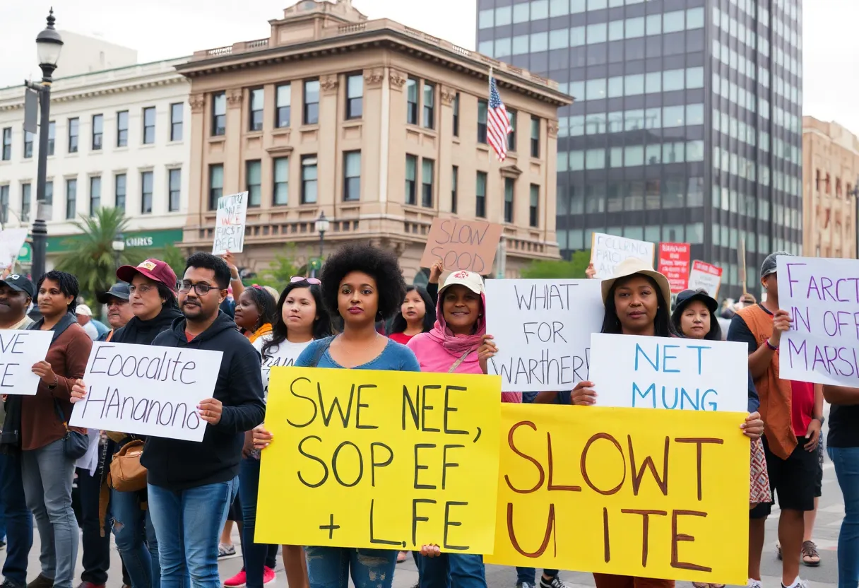 Protesters at the No Kings! demonstration in Mobile, Alabama