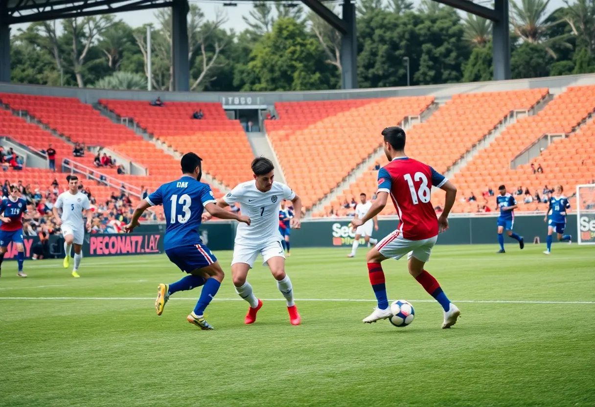 Orlando City B players during a soccer match