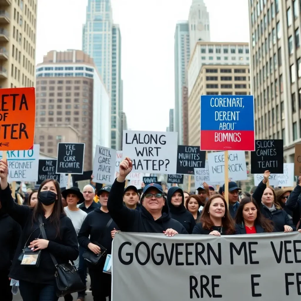 Demonstrators protesting in black clothing against government actions