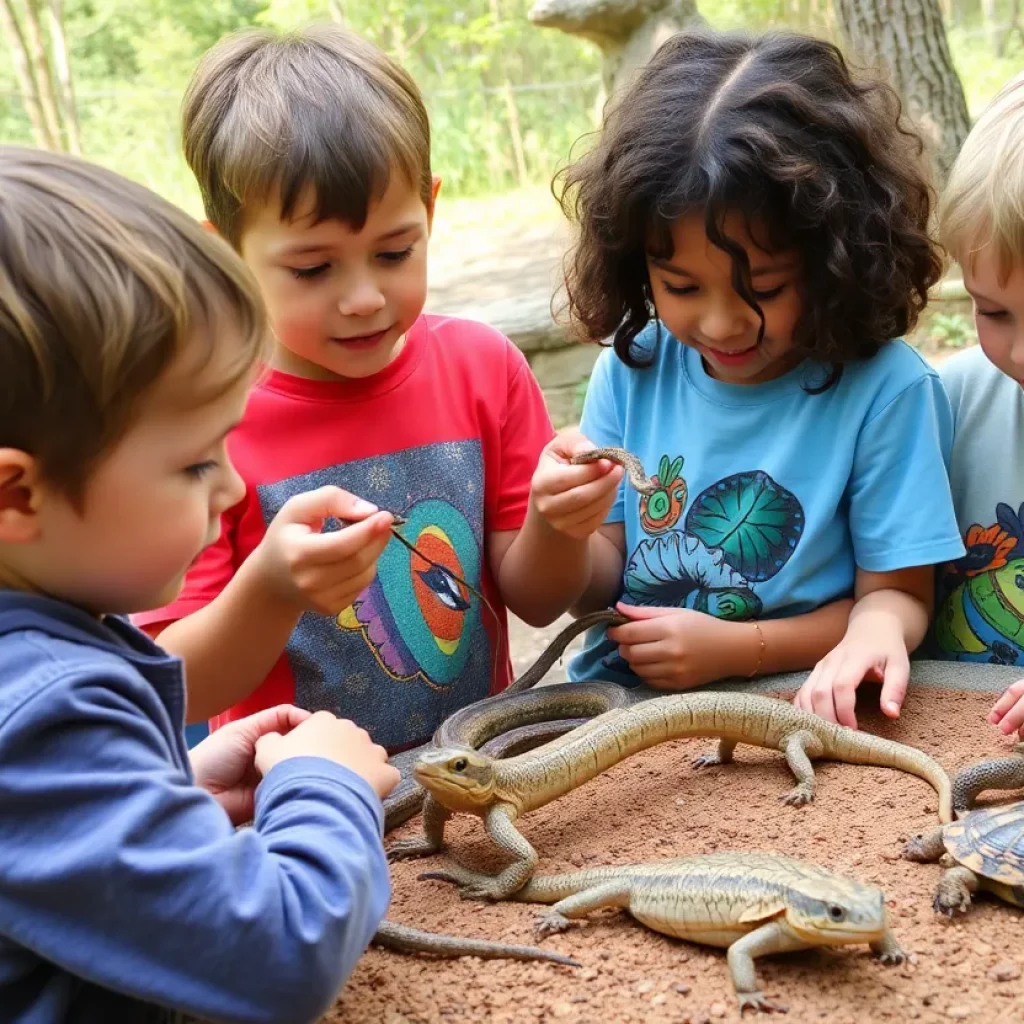 Children learning about reptiles at Chapman Mountain Nature Preserve
