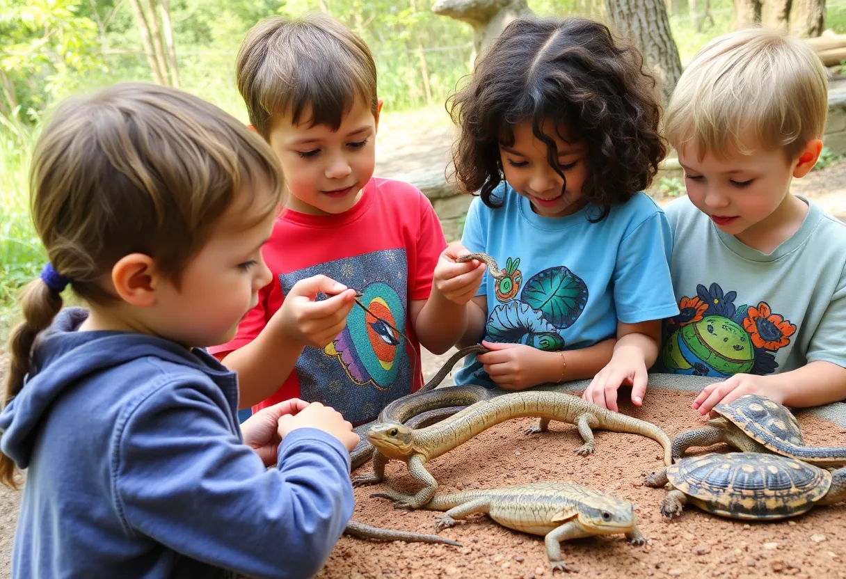 Children learning about reptiles at Chapman Mountain Nature Preserve