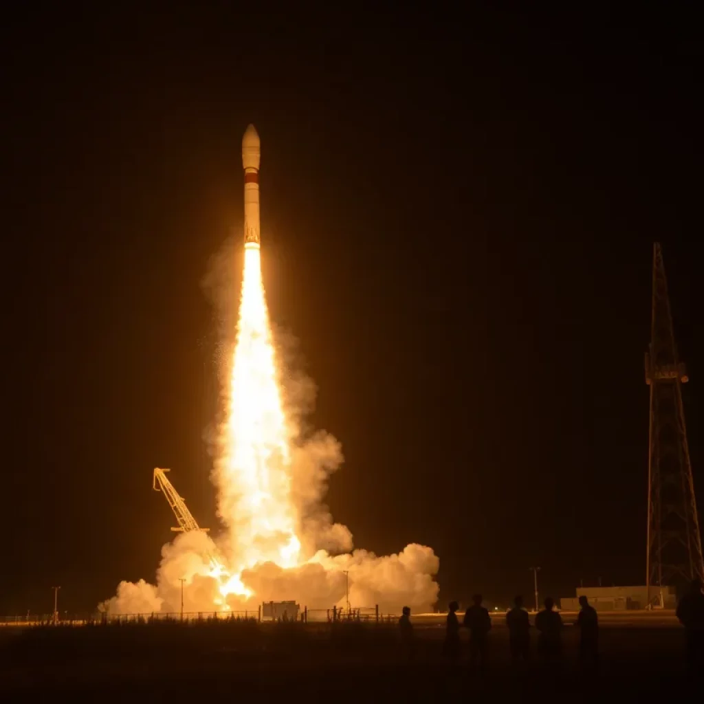 Explosion of SpaceX Starship 36 during test at night