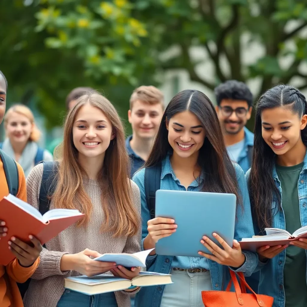Group of students studying together, emphasizing education and career development through associate degrees.