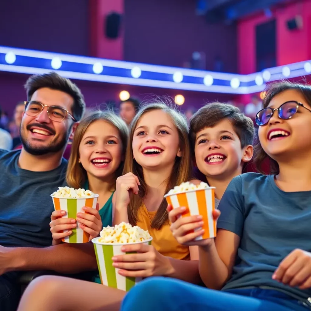 Families enjoying a movie screening together in North Alabama