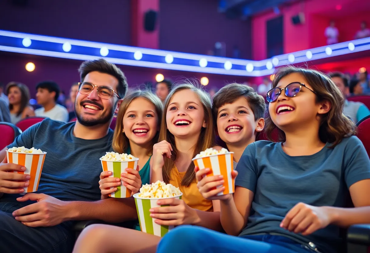 Families enjoying a movie screening together in North Alabama