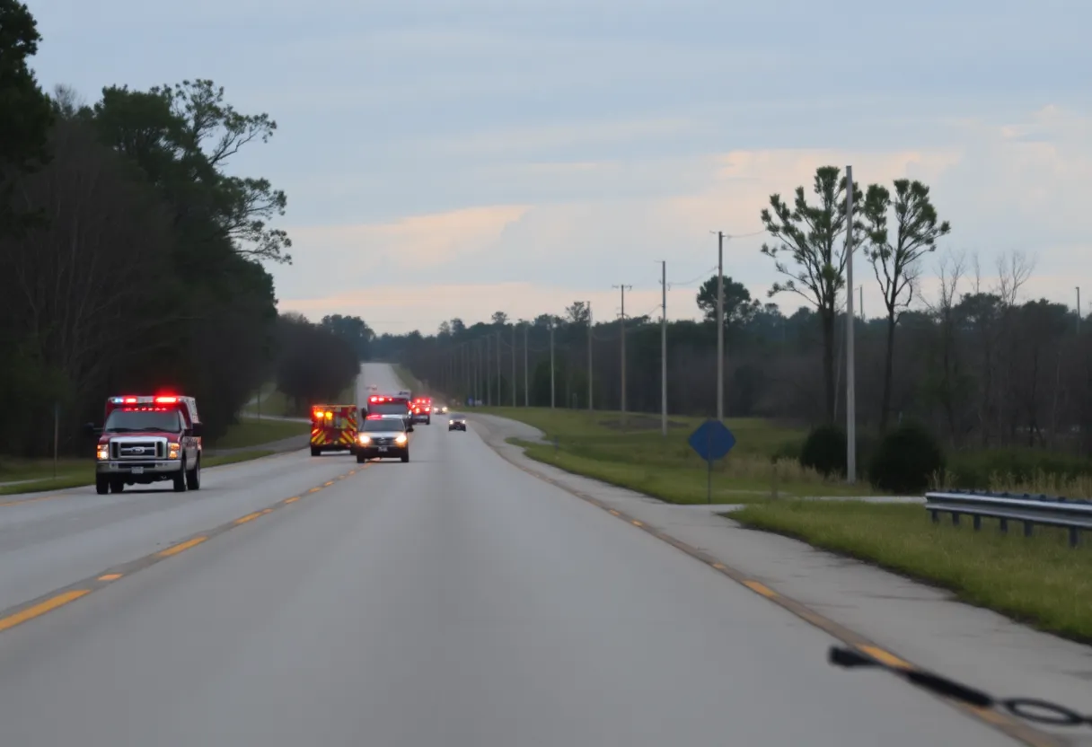 Emergency responders at the scene of an accident on U.S. 231 in Alabama