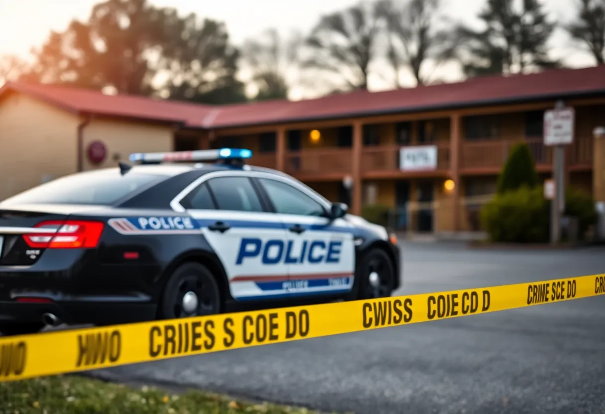 Police presence at a motel following the capture of a murder suspect