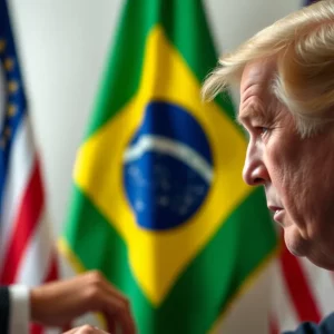 Flags of Brazil and the US representing diplomatic tensions