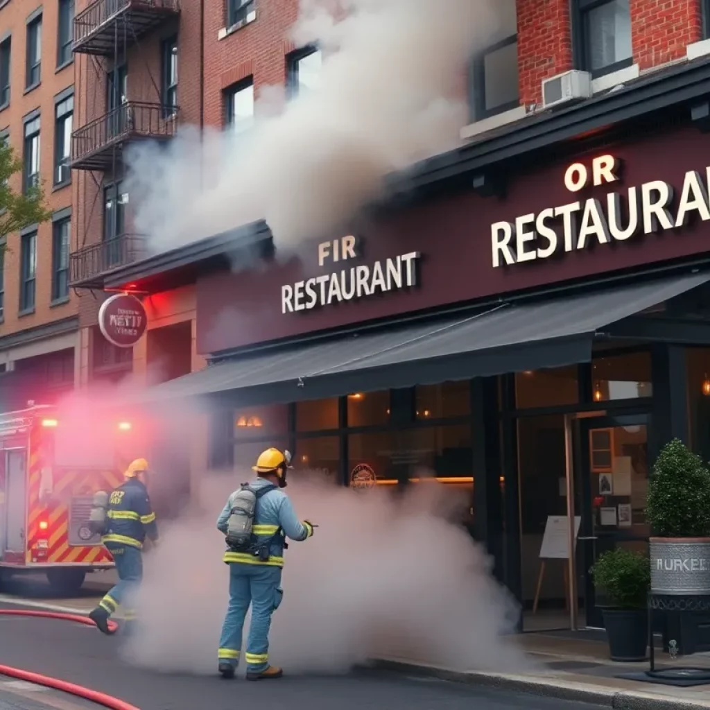 Firefighters responding to a fire at Chuy's restaurant in Huntsville.