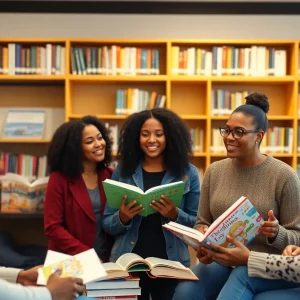 Community members engaged in a debate at a library about children's book censorship
