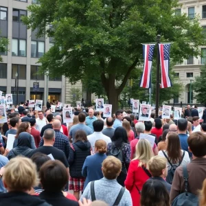 Community members coming together to search for missing persons.