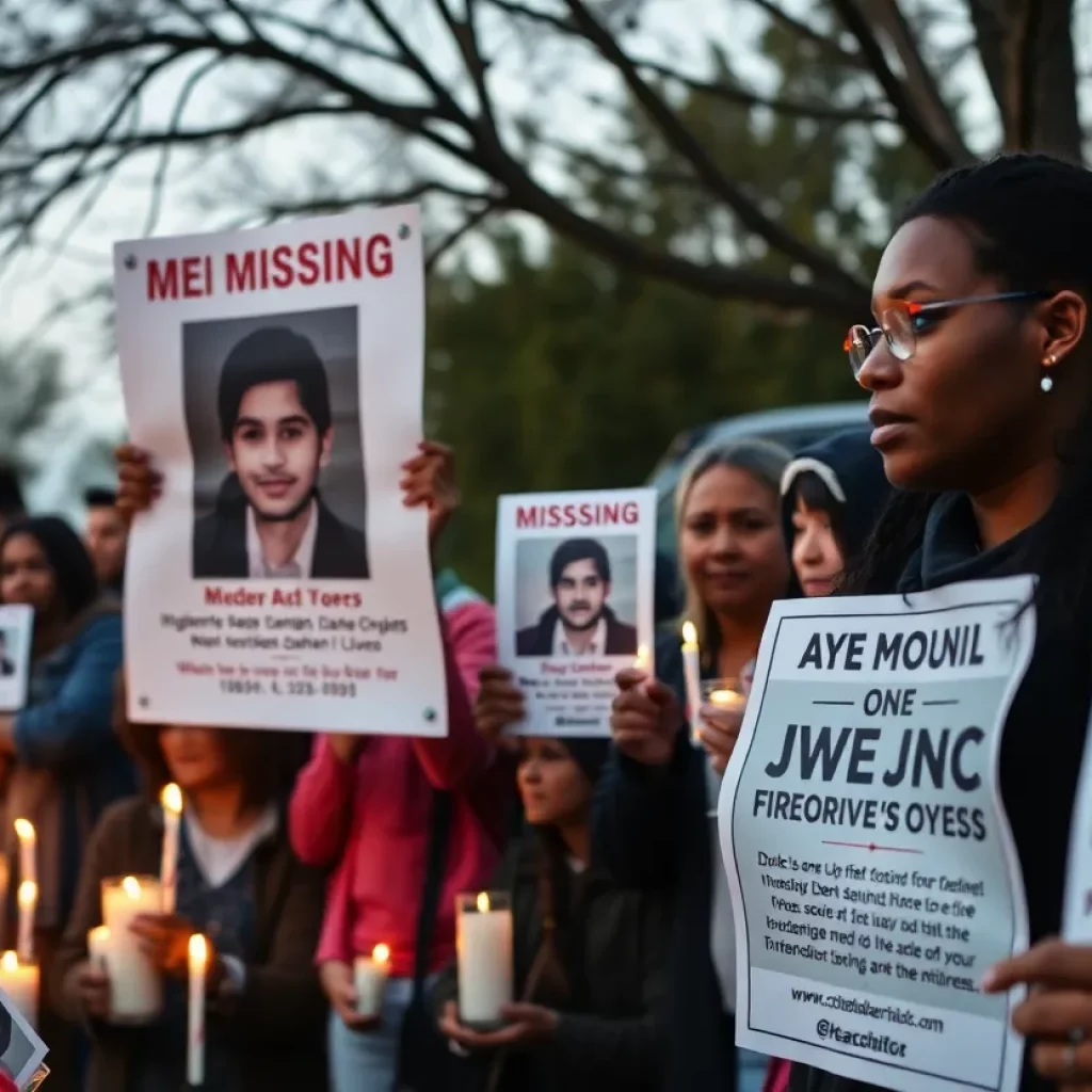 Community members gather to support the search for Ronald Dumas Jr.