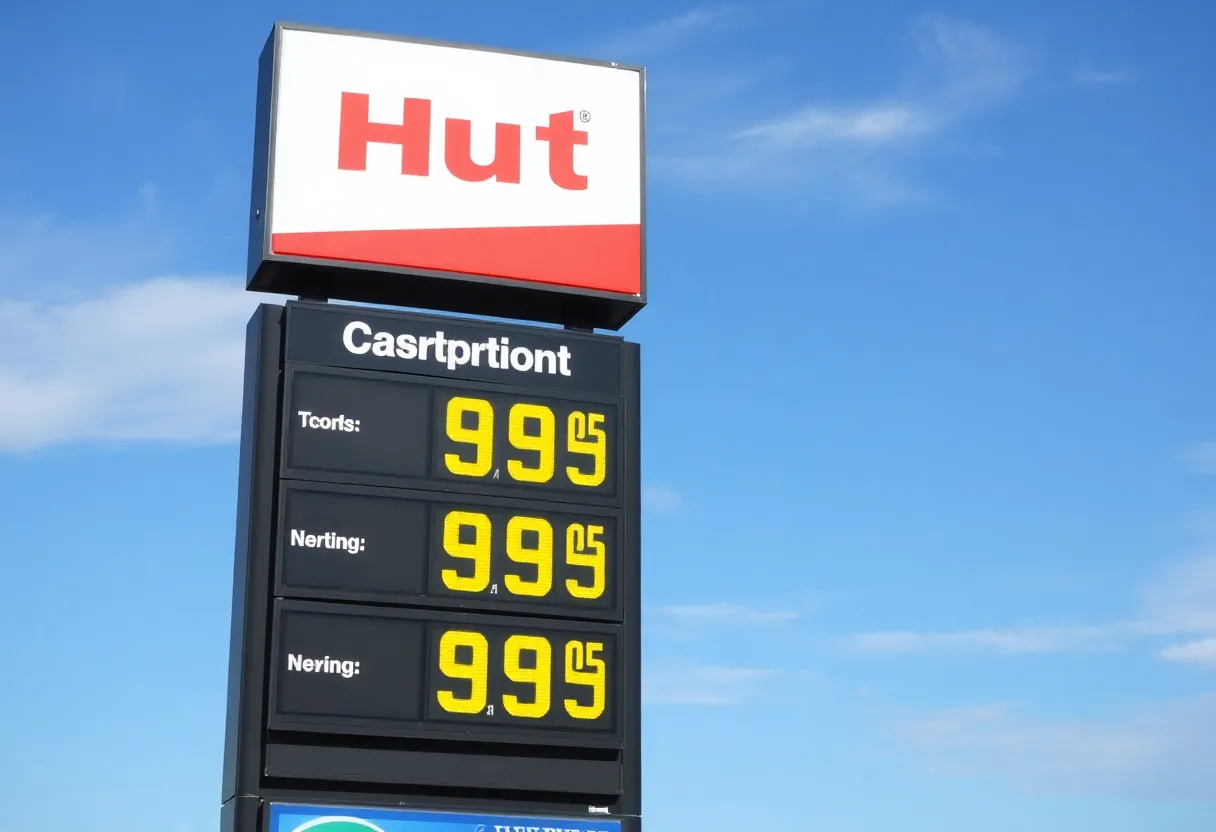 Gas station sign showing price of $2.75 for regular gasoline in Huntsville, AL.