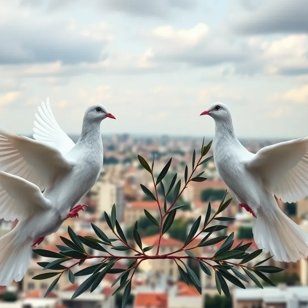 Symbolic representation of peace talks in a conflict area