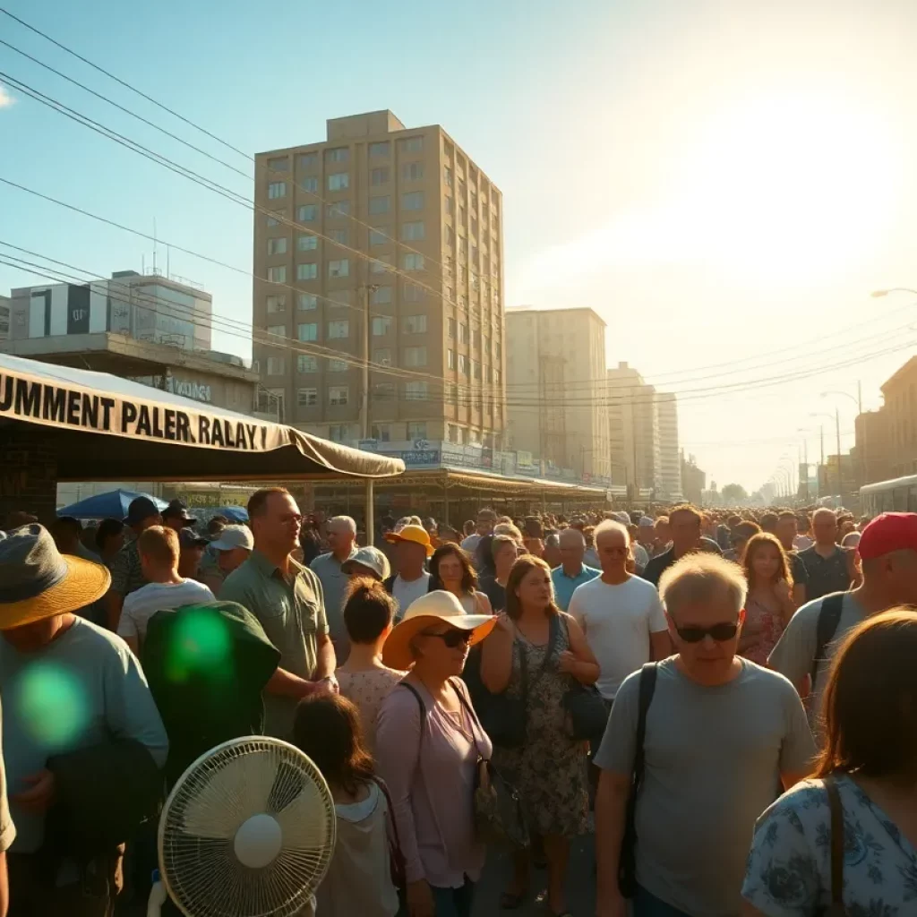 Crowded urban area in the Northeast U.S. during a heat wave