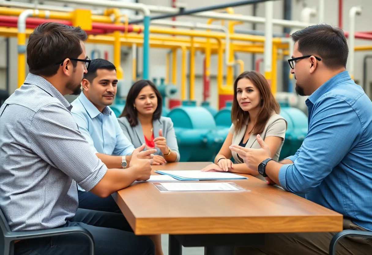 City council members in a meeting discussing energy management.