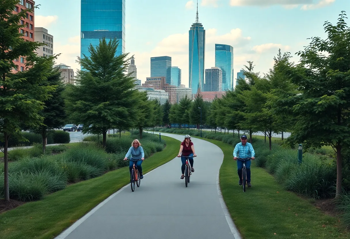 Development of Huntsville's greenway system with cyclists and pedestrians