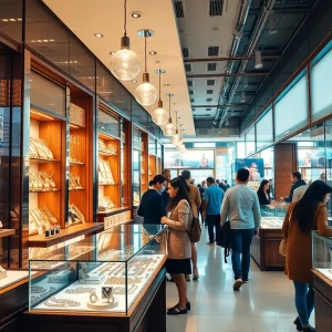 Customers browsing new jewelry shops in Huntsville