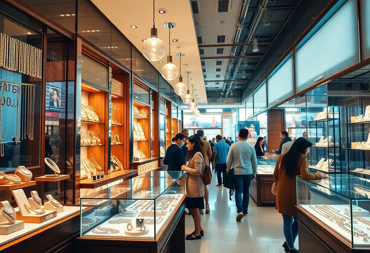 Customers browsing new jewelry shops in Huntsville