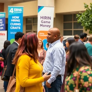 Job seekers at a hiring event in Huntsville, Alabama