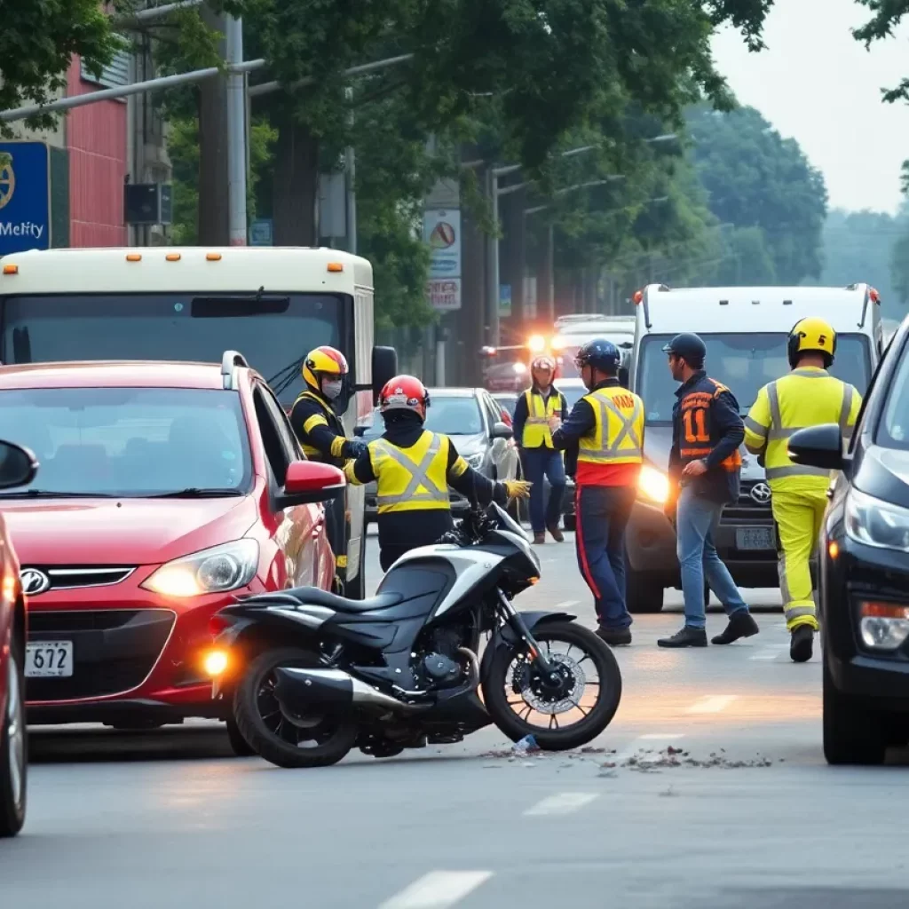 Emergency responders at the scene of a motorcycle crash on University Drive in Huntsville.