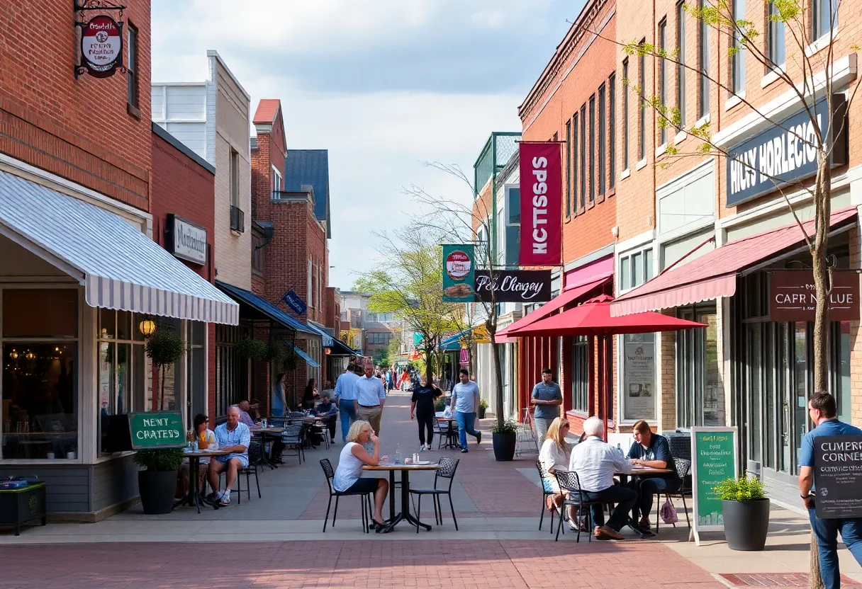 Newly opened businesses on a busy street in Huntsville