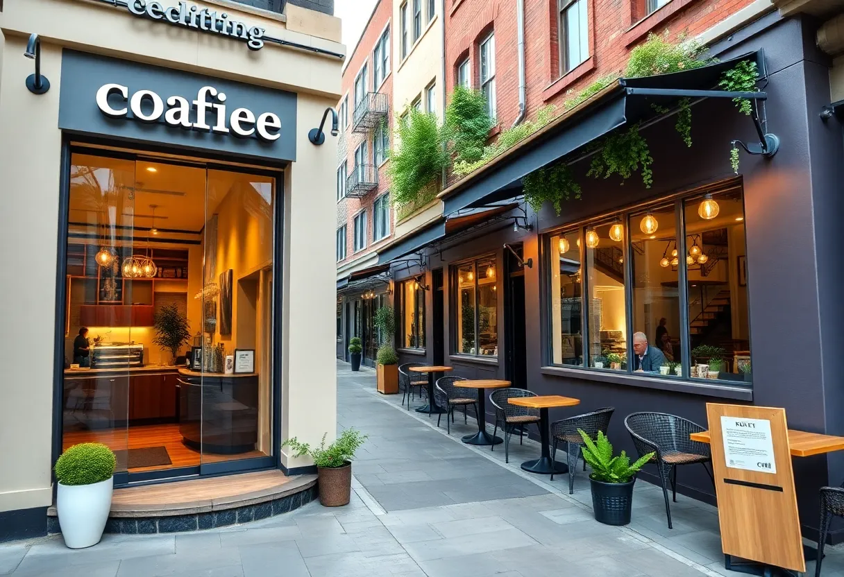 Exterior view of Dutch Bros Coffee and Grain & Berry cafes in Huntsville