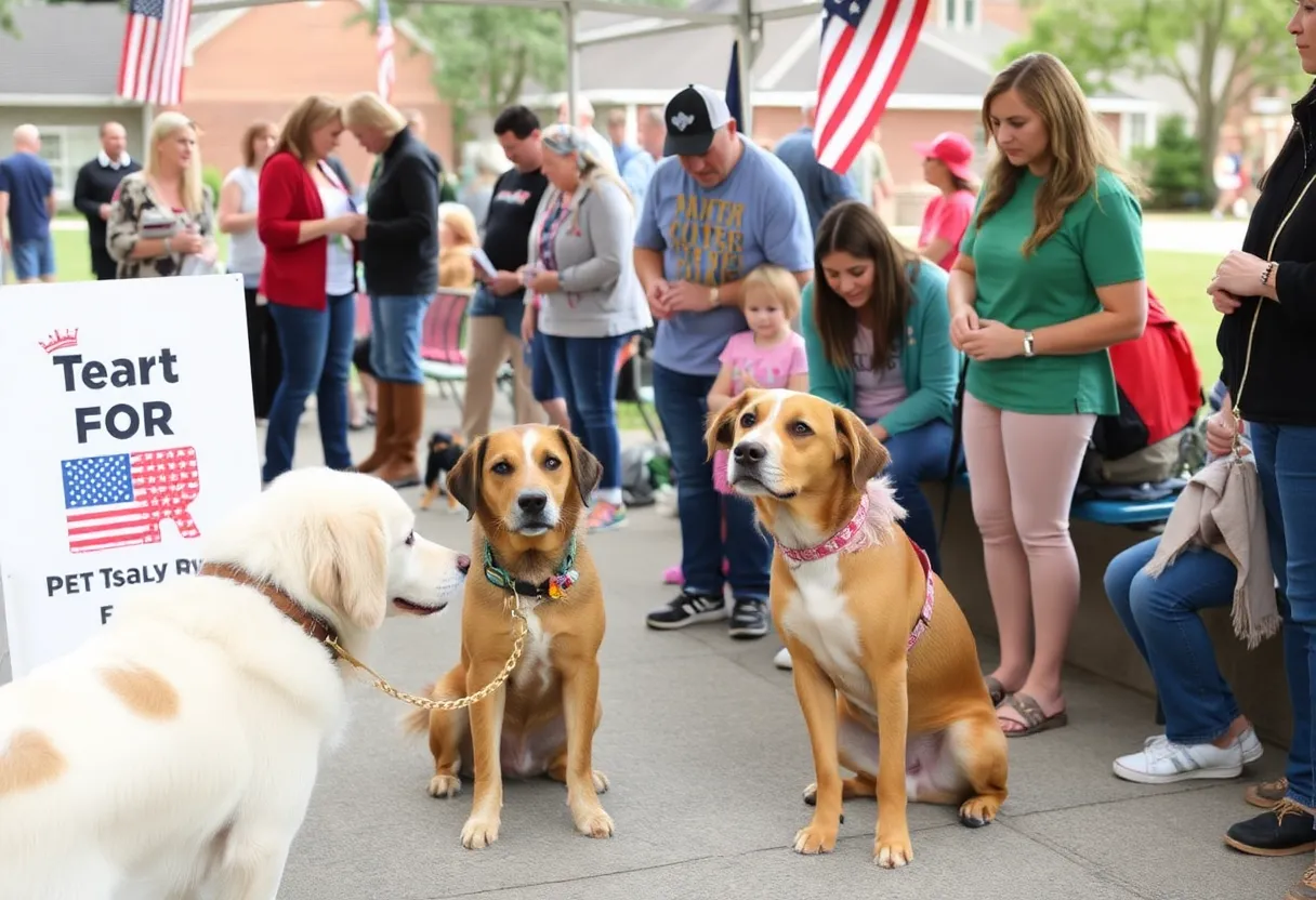 Families with pets at the Boom-Proof Your Pet event in Huntsville