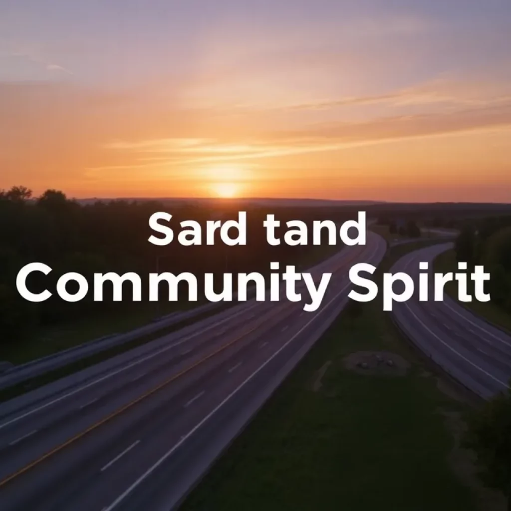 Highway scene in Huntsville, Alabama during sunset