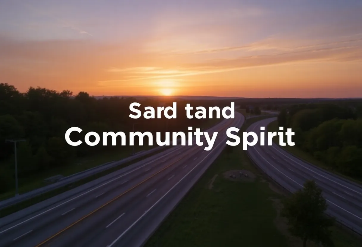 Highway scene in Huntsville, Alabama during sunset