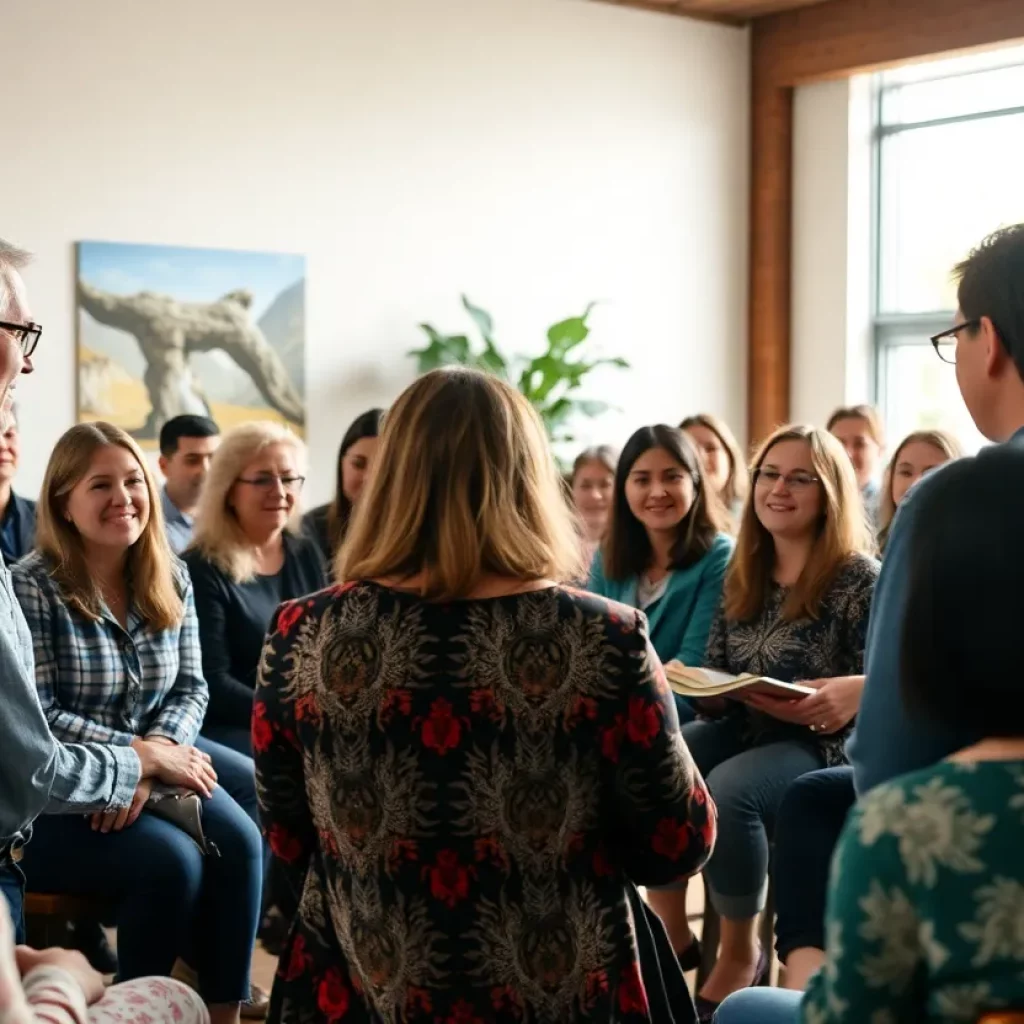 Participants at Huntsville's spiritual resiliency event sharing experiences.