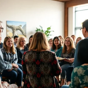 Participants at Huntsville's spiritual resiliency event sharing experiences.