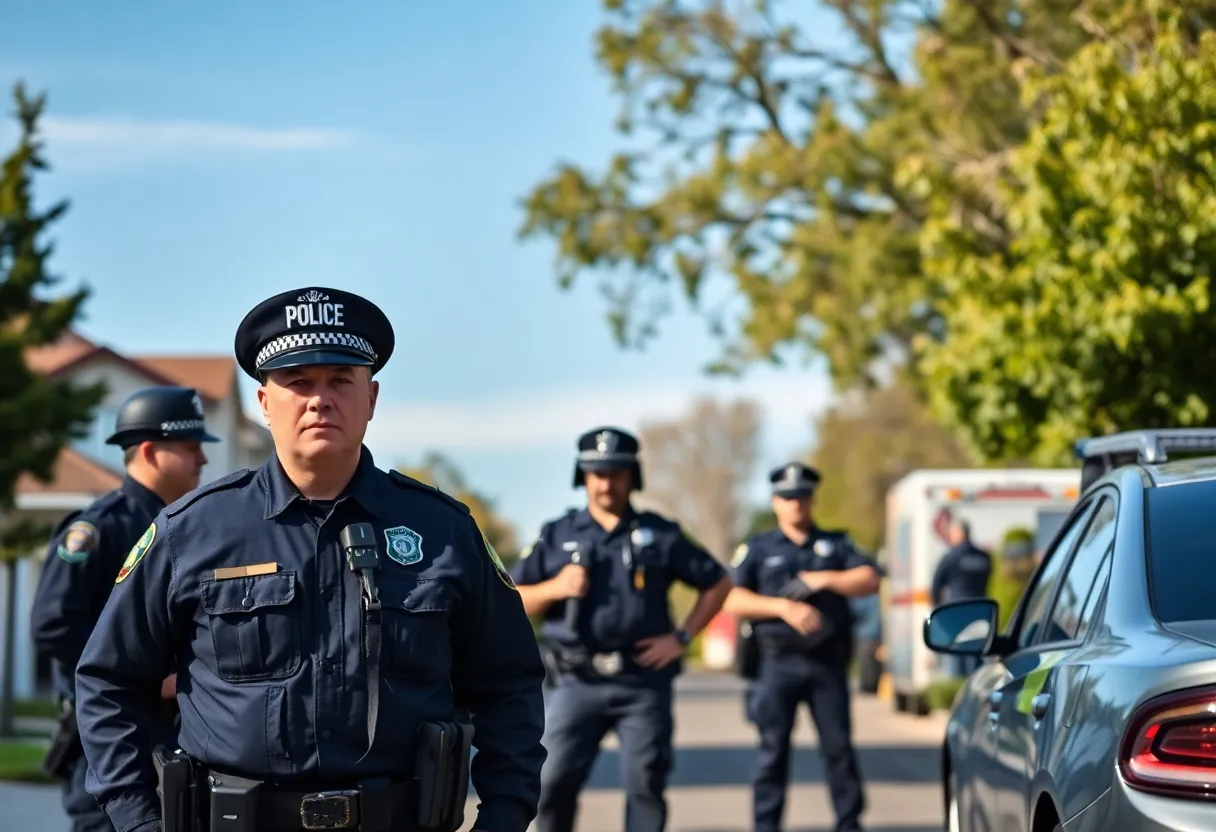 Police officers responding to a shooting incident in a residential area.