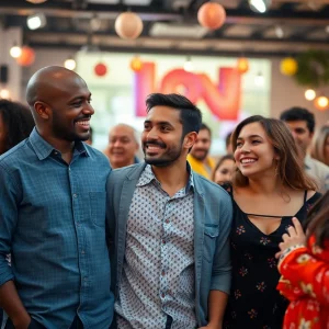 Couples from Love and Marriage Huntsville interacting with each other in a vibrant setting.