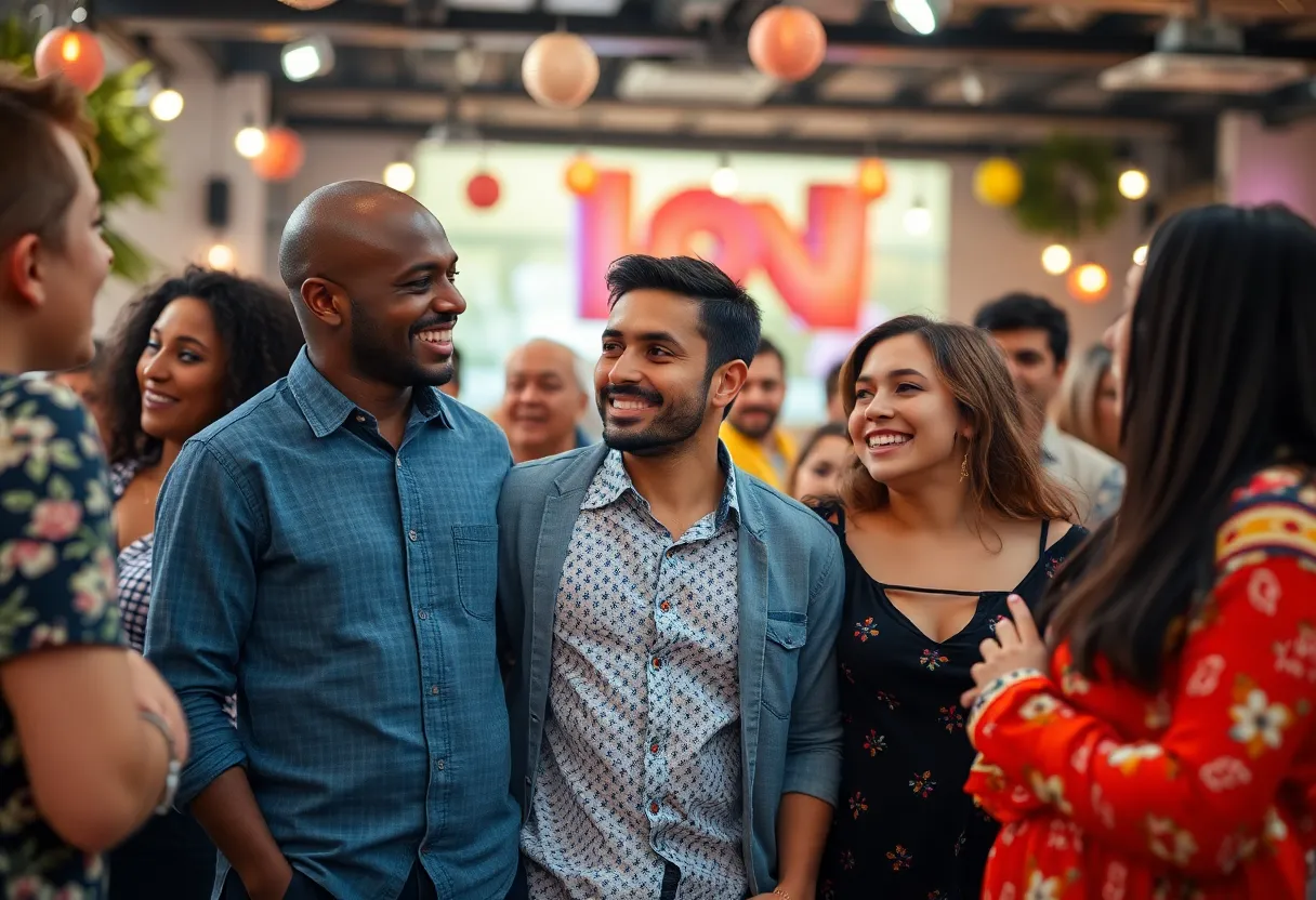 Couples from Love and Marriage Huntsville interacting with each other in a vibrant setting.