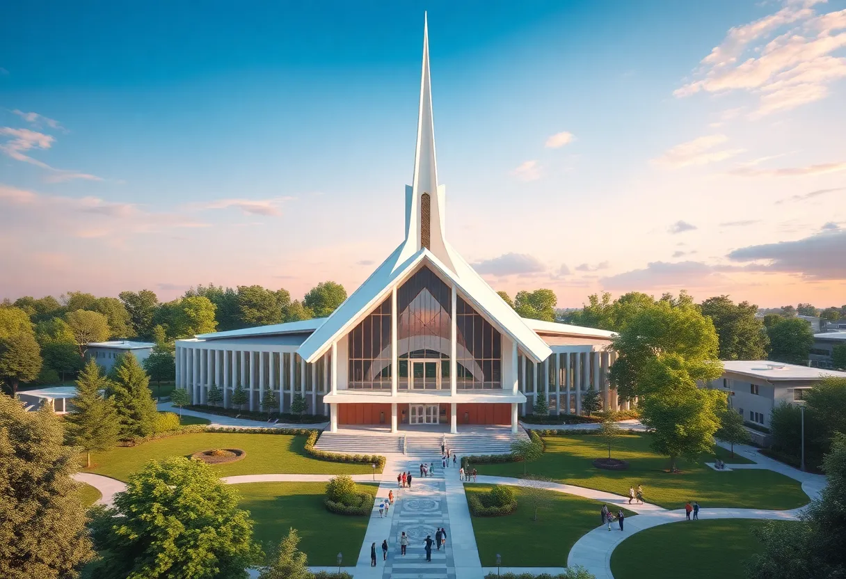 Architectural rendering of the new LDS Temple in Madison, Alabama.