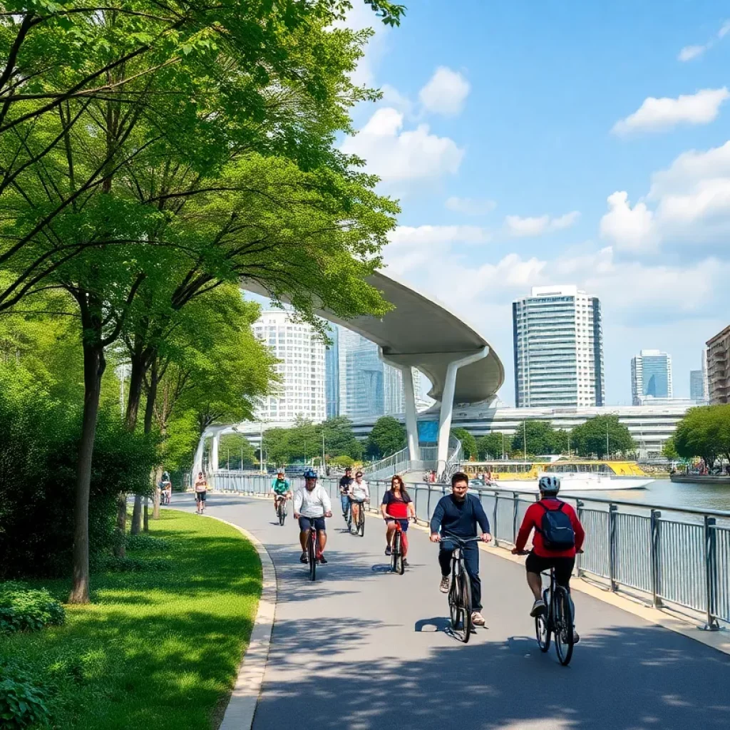 Rendering of the North Huntsville Greenway with a skybridge
