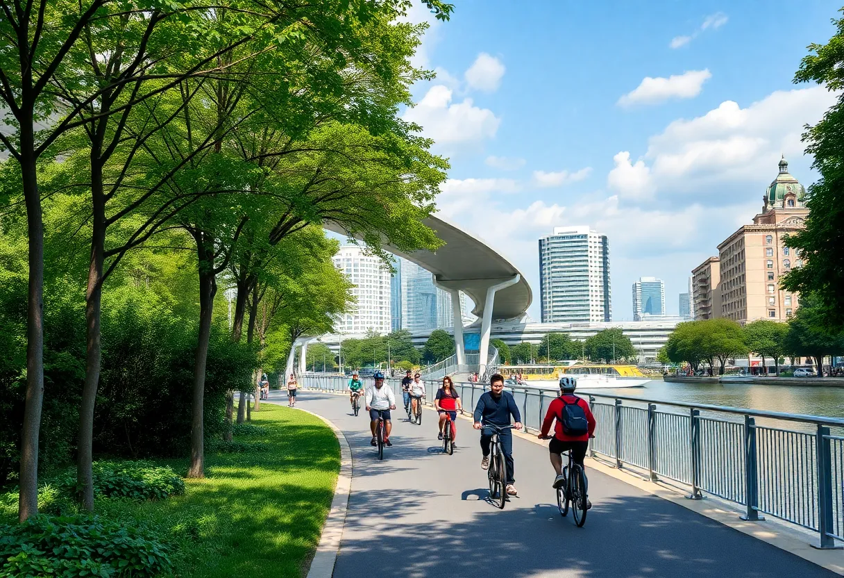 Rendering of the North Huntsville Greenway with a skybridge