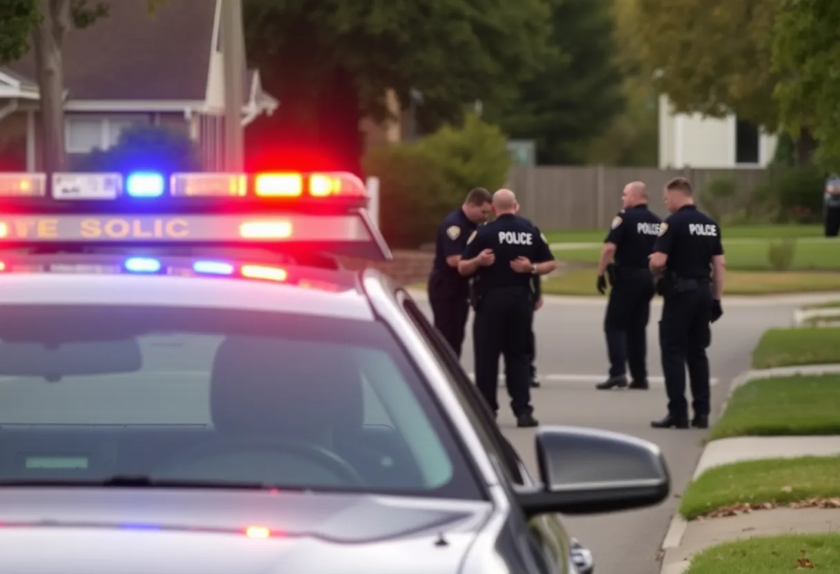 Police officers at the scene of an incident in Scottsboro
