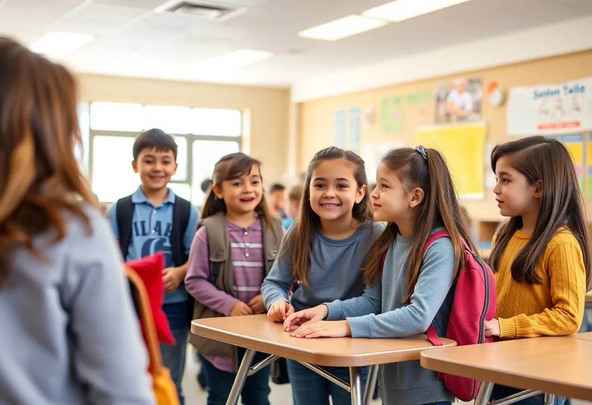 Students interacting positively in a school setting