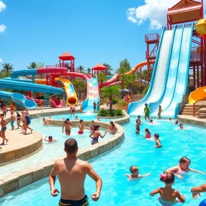 Families enjoying the attractions at Sand Mountain Water Park