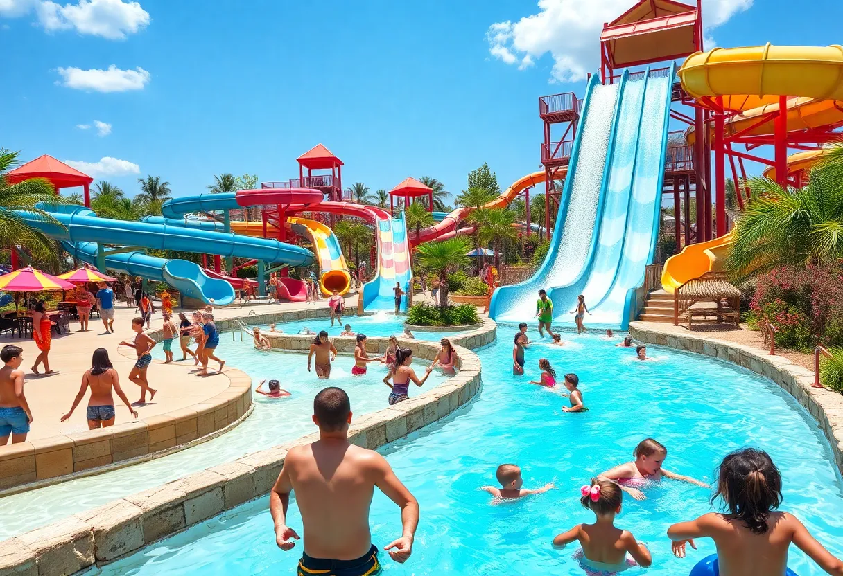 Families enjoying the attractions at Sand Mountain Water Park